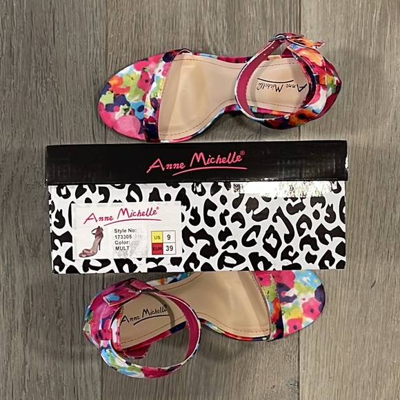 Anne Michelle Floral Pattern 4” Sandal Stiletto-Size 9 Box Included - Picture 4 of 10
